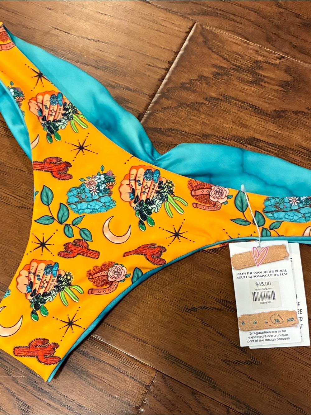 BB Beekinis Cheeky Bikini Bottom Size XL NWT Fun Southwestern Print Reversible!!